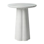 Trevo Round Side Table with Scallop Base, 14W, Whitewash