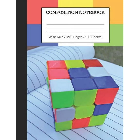 Trevor Designs Composition Notebooks Wide Rule with Rubik's Cube Puzzle