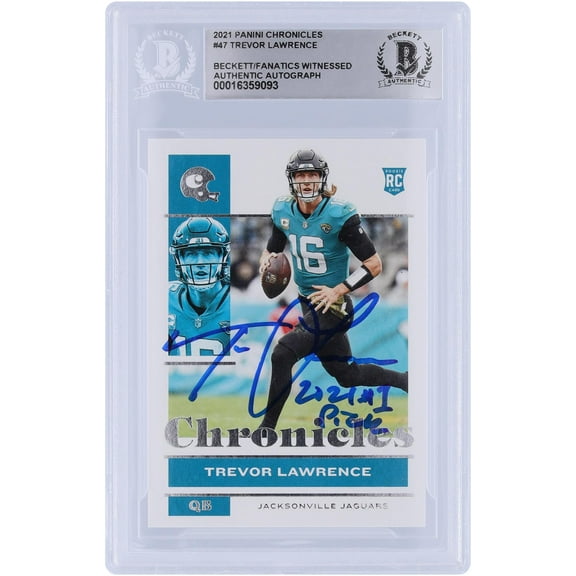 Trevor Lawrence Jacksonville Jaguars Autographed 2021 Panini Chronicles #47 Beckett Fanatics Witnessed Authenticated Rookie Card with "2021 #1 Pick" Inscription - Fanatics Authentic Certified