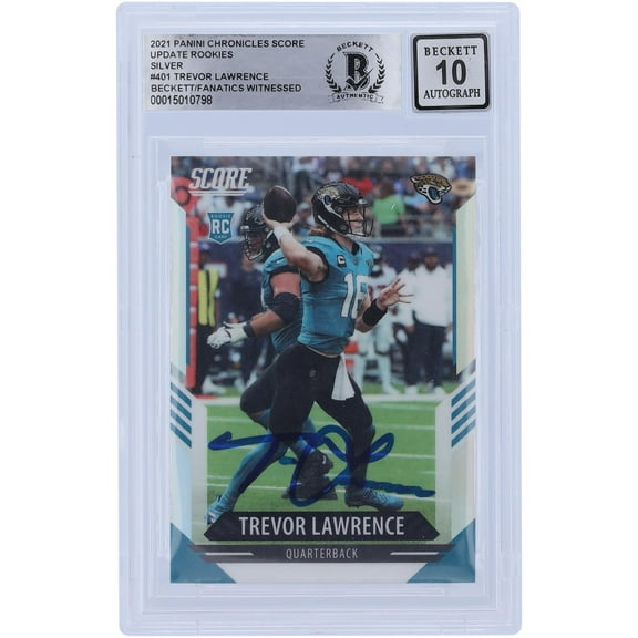 Trevor Lawrence Jacksonville Jaguars Autographed 2021 Panini Chronicles Score Update #401 Beckett Fanatics Witnessed Authenticated 10 Rookie Card - Fanatics Authentic Certified