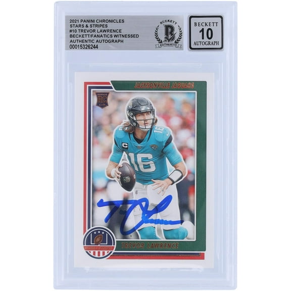 Trevor Lawrence Jacksonville Jaguars Autographed 2021 Panini Chronicles Stars & Stripes #STS-TLR Beckett Fanatics Witnessed Authenticated 10 Rookie Card - Fanatics Authentic Certified