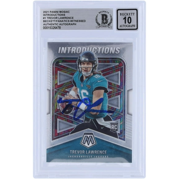 Trevor Lawrence Jacksonville Jaguars Autographed 2021 Panini Mosaic Introductions #I-1 Beckett Fanatics Witnessed Authenticated 10 Rookie Card - Fanatics Authentic Certified