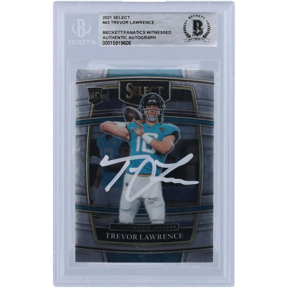 Trevor Lawrence Jacksonville Jaguars Autographed 2021 Panini Select Concourse White Ink #43 Beckett Fanatics Witnessed Authenticated Rookie Card - Fanatics Authentic Certified