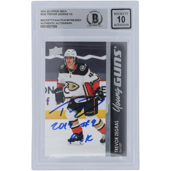 Trevor Zegras Anaheim Ducks Autographed 2021-22 Upper Deck Series 1 Young Guns #232 Beckett Fanatics Witnessed Authenticated 10 Rookie Card with "2019 #9 Pick" Inscription - Fanatics Authentic