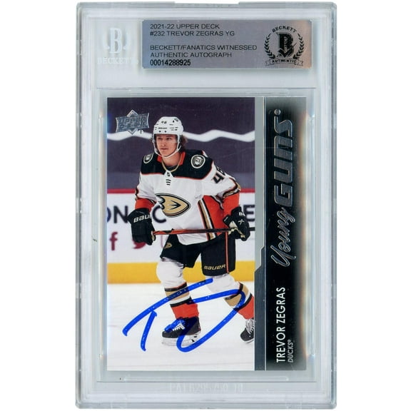 Trevor Zegras Anaheim Ducks Autographed 2021-22 Upper Deck Young Guns #232 Beckett Fanatics Witnessed Authenticated Rookie Card - Fanatics Authentic Certified