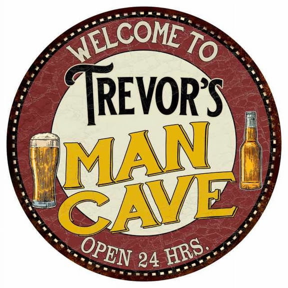 Trevor's Man Cave 12" Round Metal Sign Kitchen Bar Wall Décor 200120035356