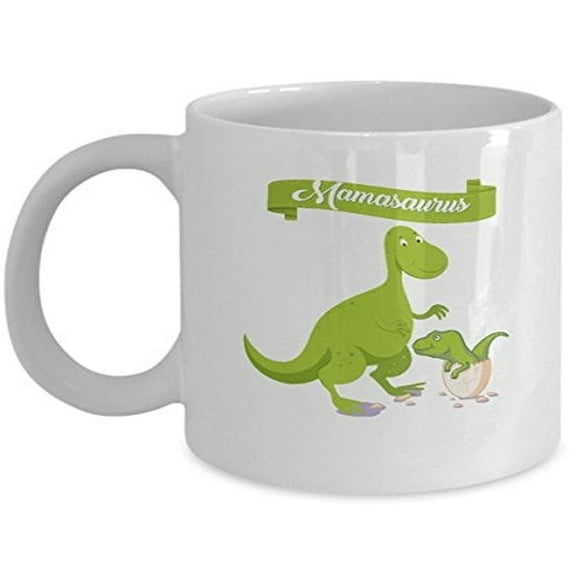 Mamasaurus 11 oz Coffee Mug - Dinosaur Lover Gifts White Ceramic