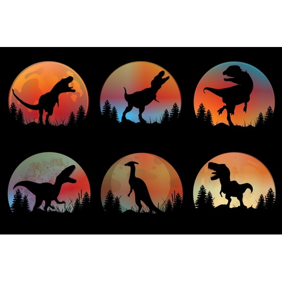 Trex in the Sunset Dinosaur Themed Birthday Edible Icing Image Cake Topper, by Tnct.