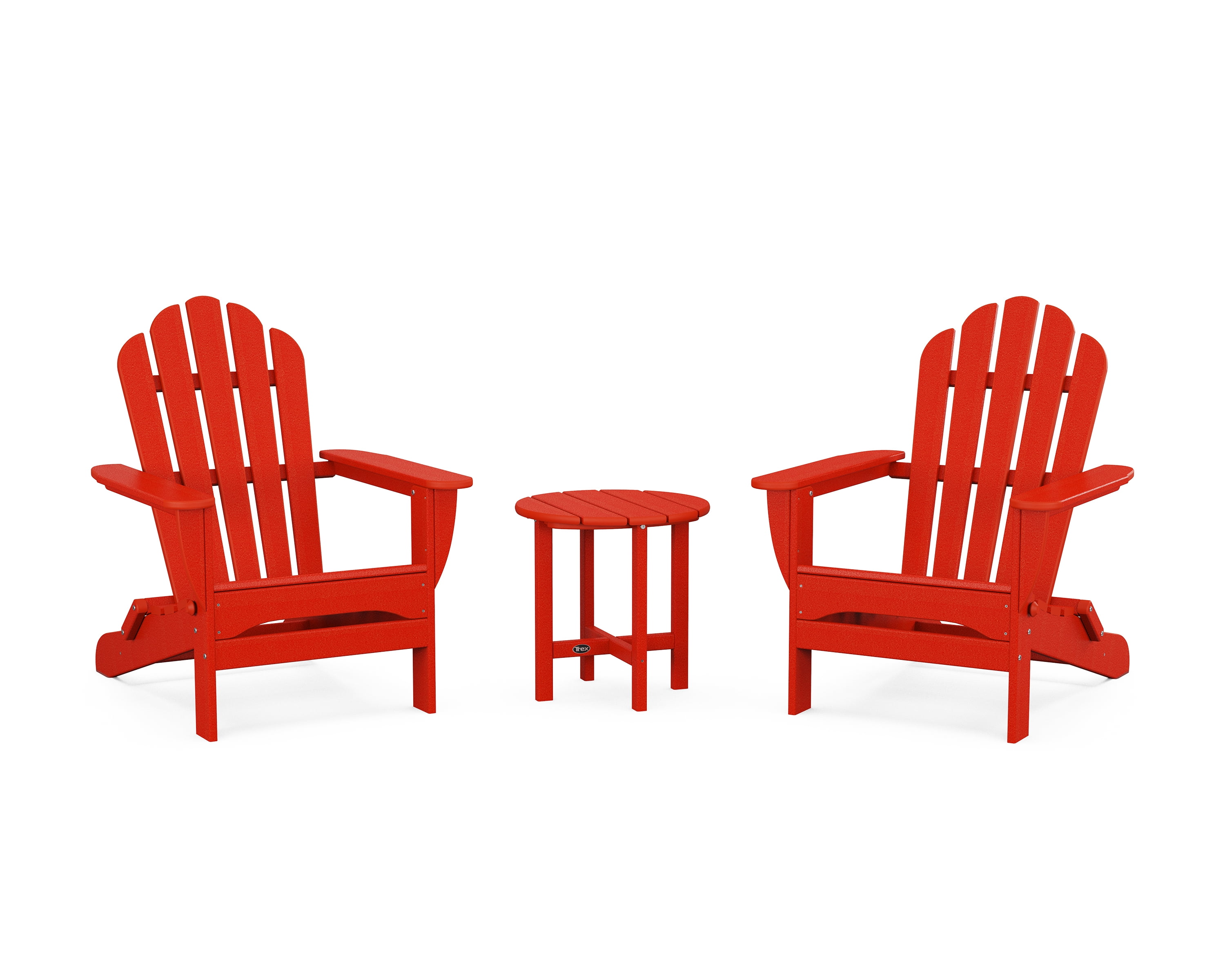 Trex Outdoors 3-Piece Monterey Bay Folding Outdoor Adirondack Set in Sunset Red