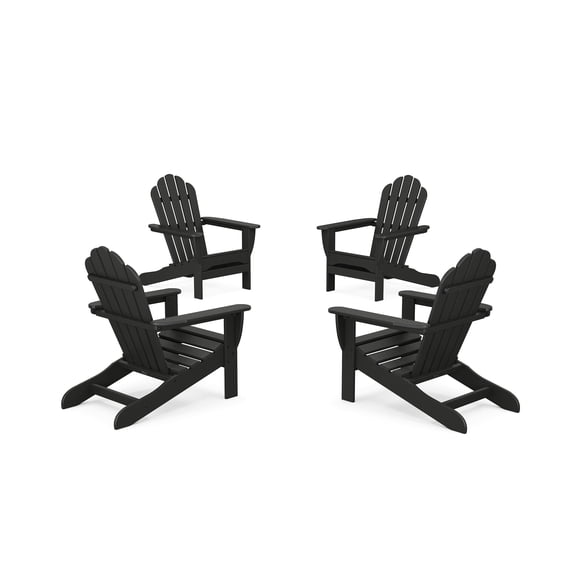 Trex Outdoor Furniture 4-Piece Monterey Bay Adirondack Chair Conversation Set in Charcoal Black