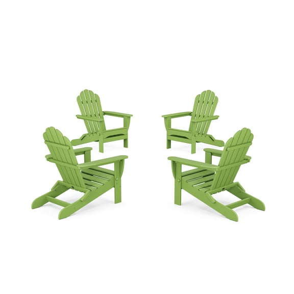 Trex Outdoor Furniture 4-Piece Monterey Bay Folding Adirondack Chair Conversation Set in Lime