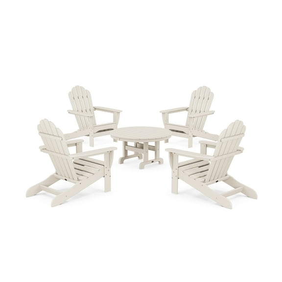 Trex Outdoors 5-Piece Monterey Bay Folding Outdoor Adirondack Chair Conversation Group in Sand Castle