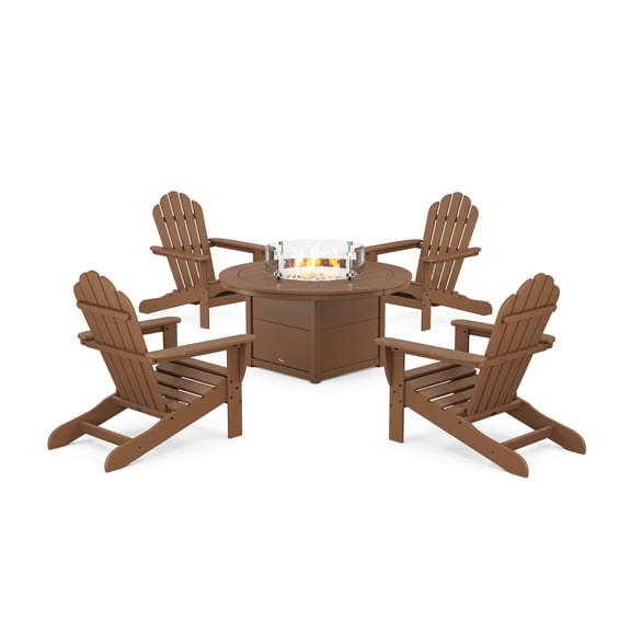 Trex Outdoor Furniture 5-Piece Monterey Bay Adirondack Conversation Set with Fire Pit Table in Tree House