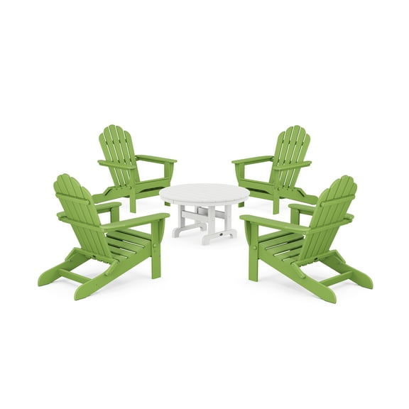 Trex Outdoor Furniture 5-Piece Monterey Bay Folding Adirondack Chair Conversation Group in Lime