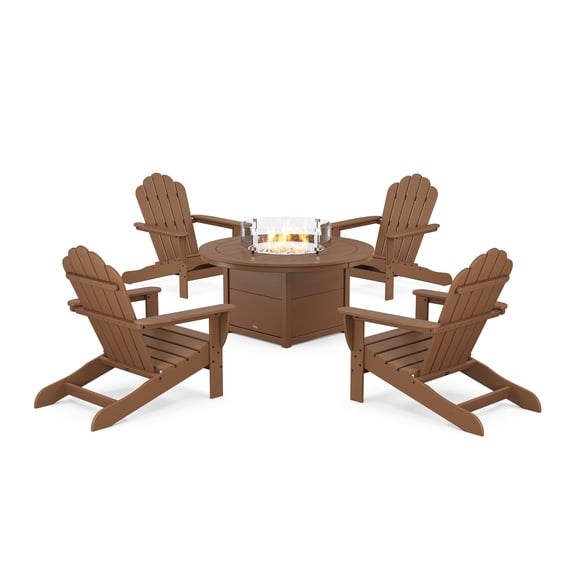 Trex Outdoor Furniture 5-Piece Monterey Bay Oversized Adirondack Conversation Set with Fire Pit Table in Tree House