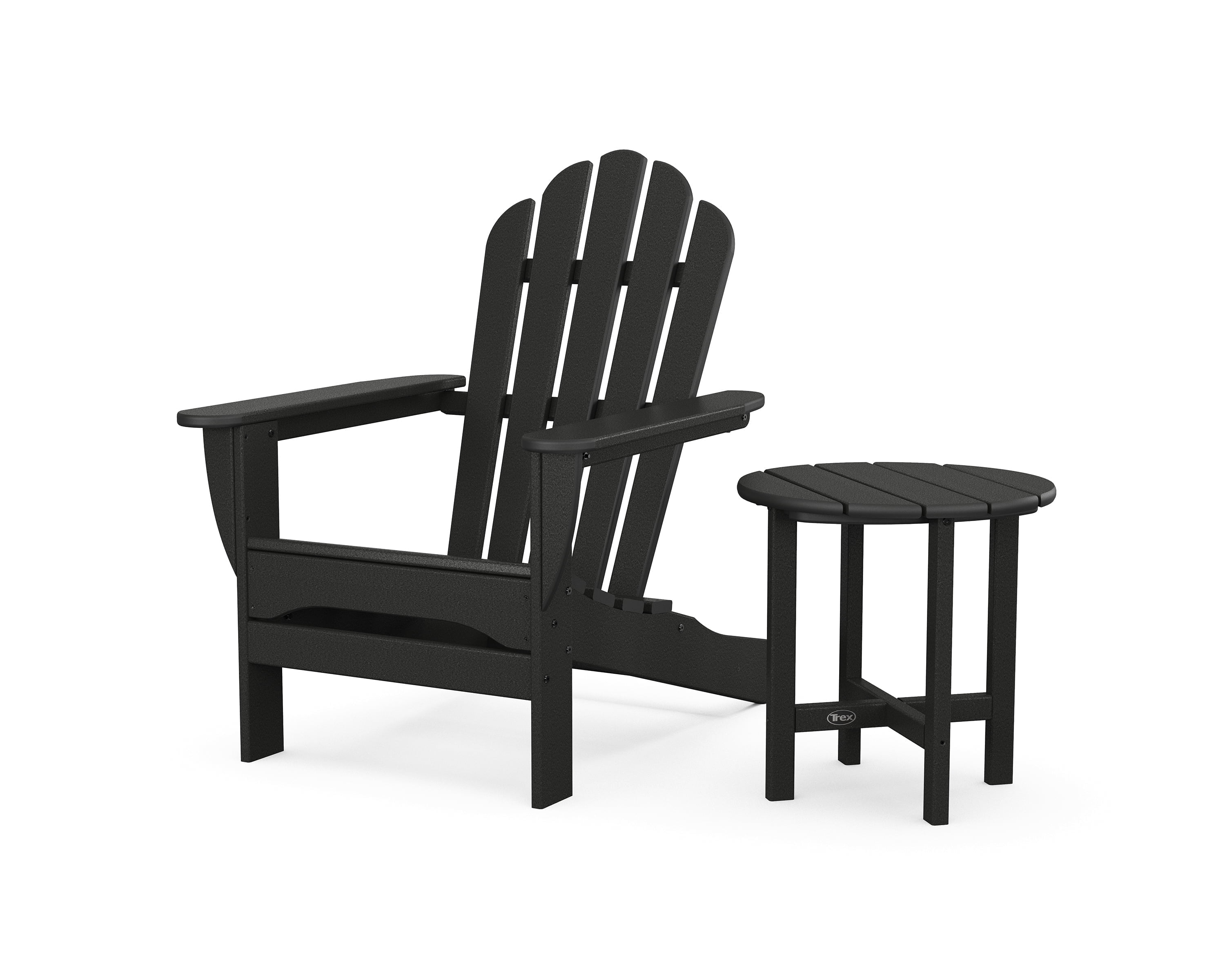 Trex Outdoor Furniture Monterey Bay Adirondack Chair with Side Table in Charcoal Black