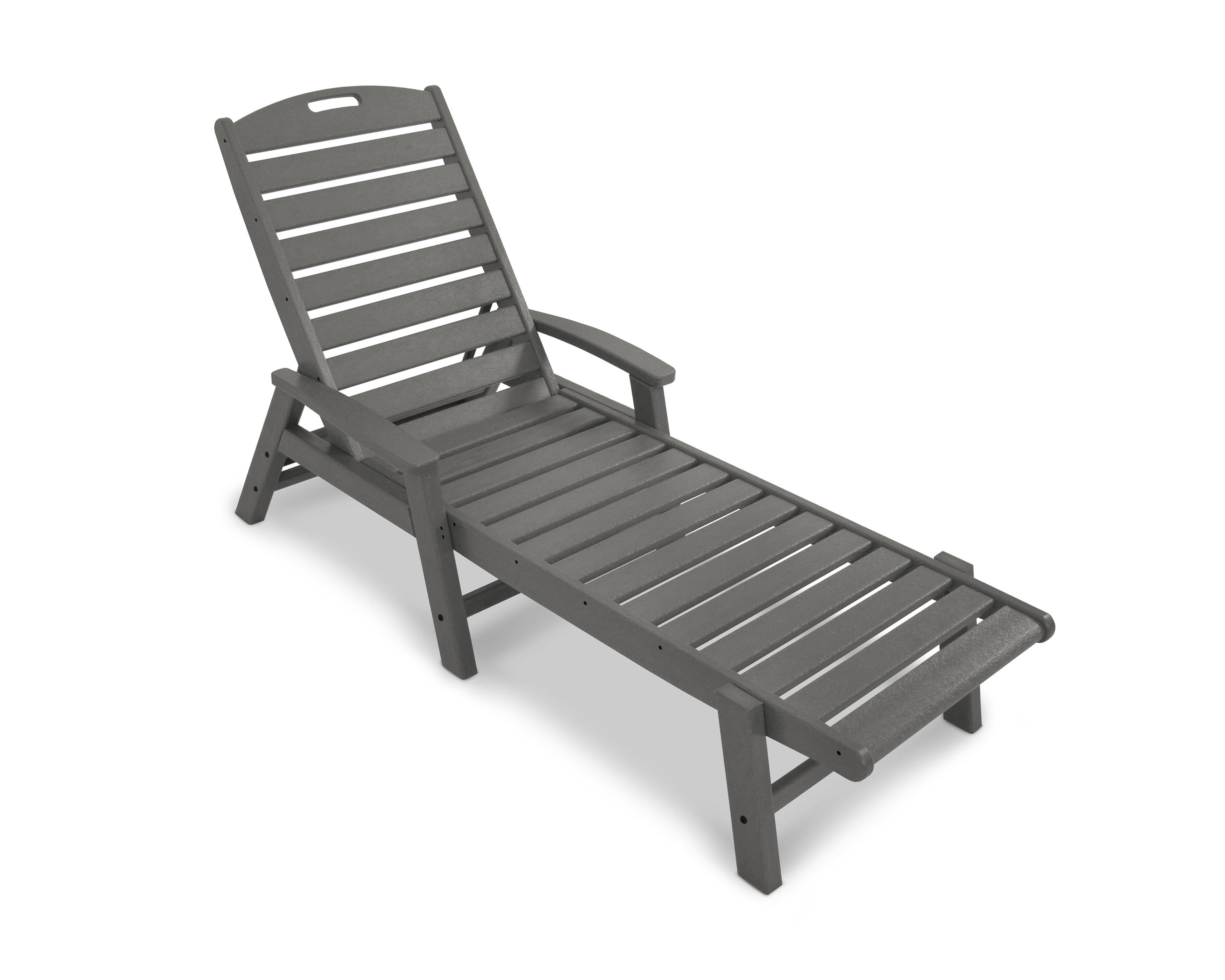 Stepping Stone Gray HDPE Chaise Lounger with Arms
