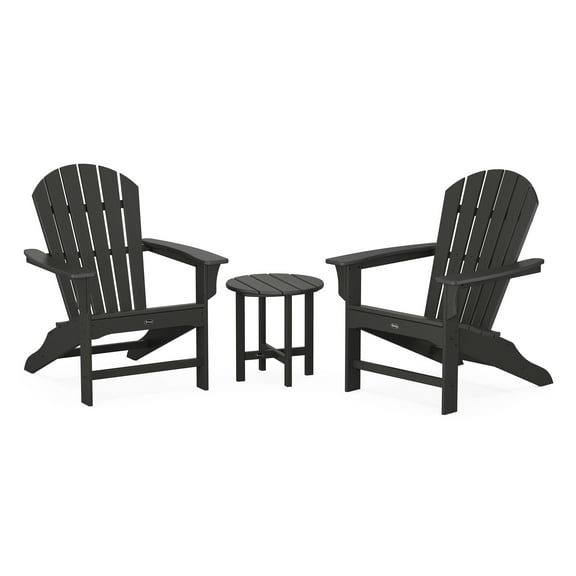 Yacht Club Shellback 3-Piece Adirondack Set in Charcoal Black