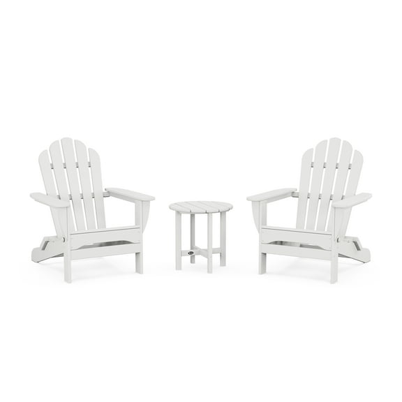 Trex Outdoors 3-Piece Monterey Bay Folding Outdoor Adirondack Set in Classic White