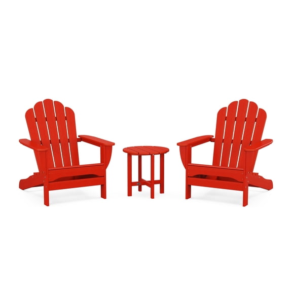 Trex Outdoors 3-Piece Monterey Bay Oversized Outdoor Adirondack Set in Sunset Red