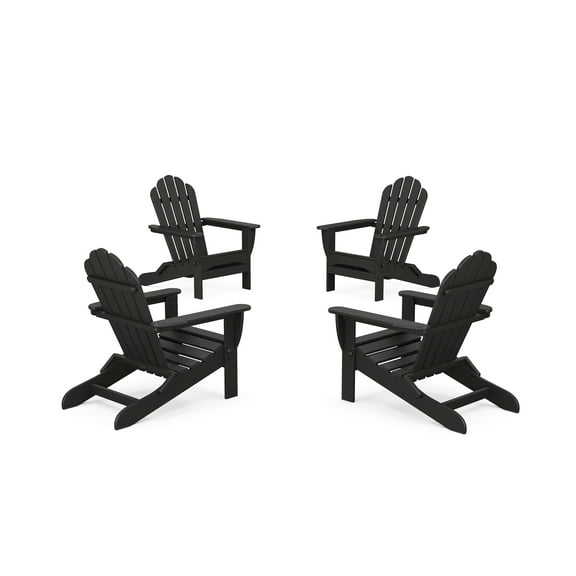 Trex Outdoors 4-Piece Monterey Bay Folding Outdoor Adirondack Chair Conversation Set in Charcoal Black