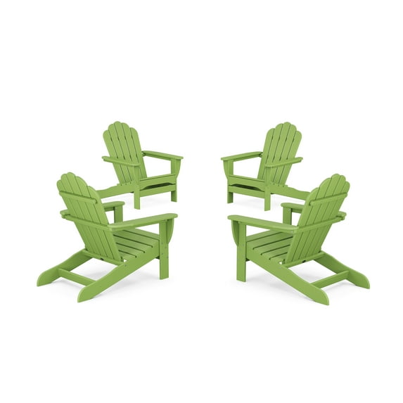 Trex Outdoors 4-Piece Monterey Bay Oversized Outdoor Adirondack Chair Conversation Set in Lime