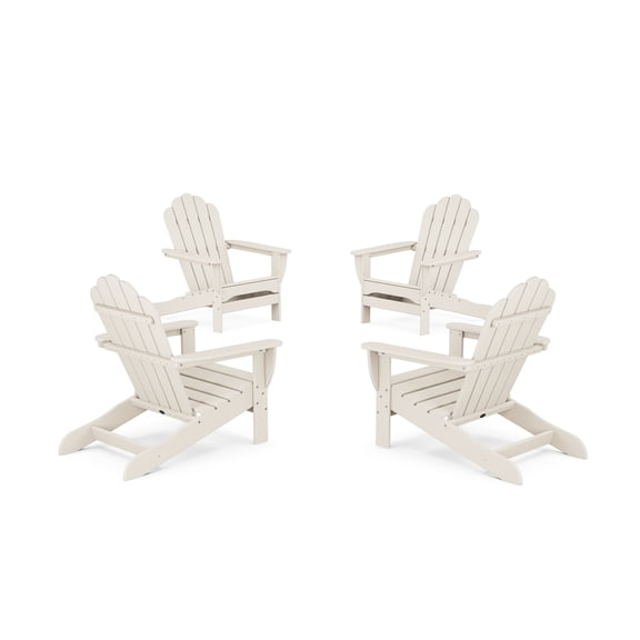 Trex Outdoors 4-Piece Monterey Bay Oversized Outdoor Adirondack Chair Conversation Set in Sand Castle