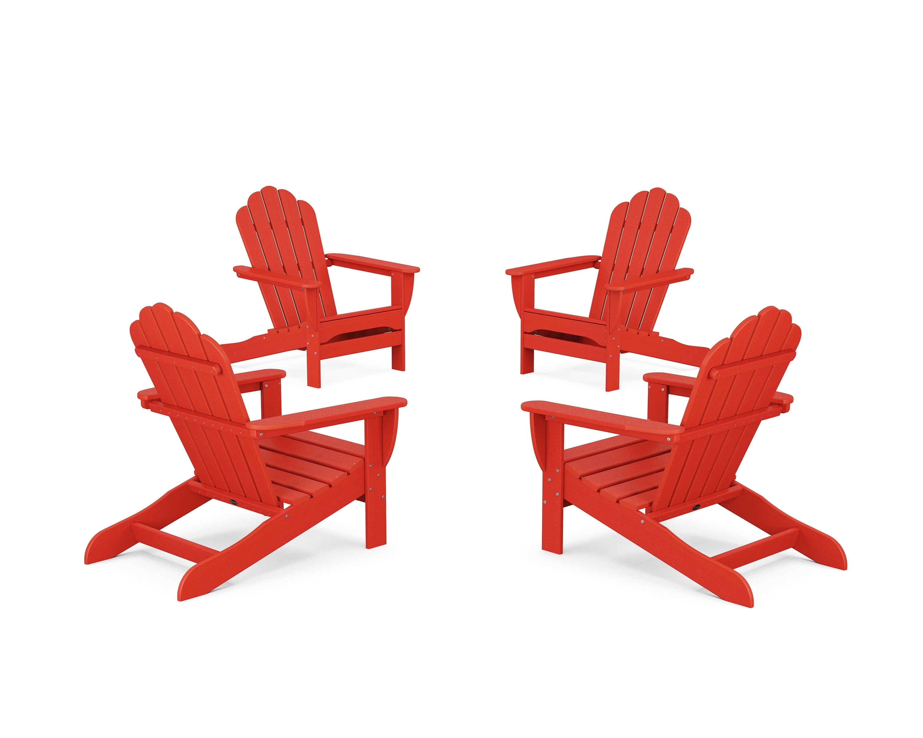 Trex Outdoors 4-Piece Monterey Bay Oversized Outdoor Adirondack Chair Conversation Set in Sunset Red