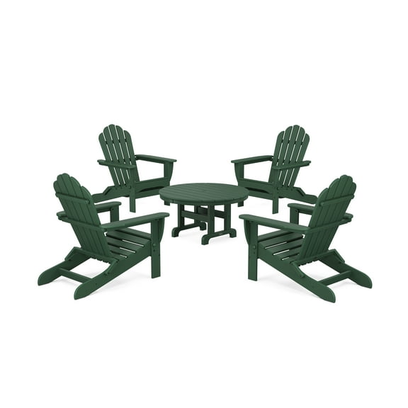 Trex Outdoors 5-Piece Monterey Bay Folding Outdoor Adirondack Chair Conversation Group in Rainforest Canopy