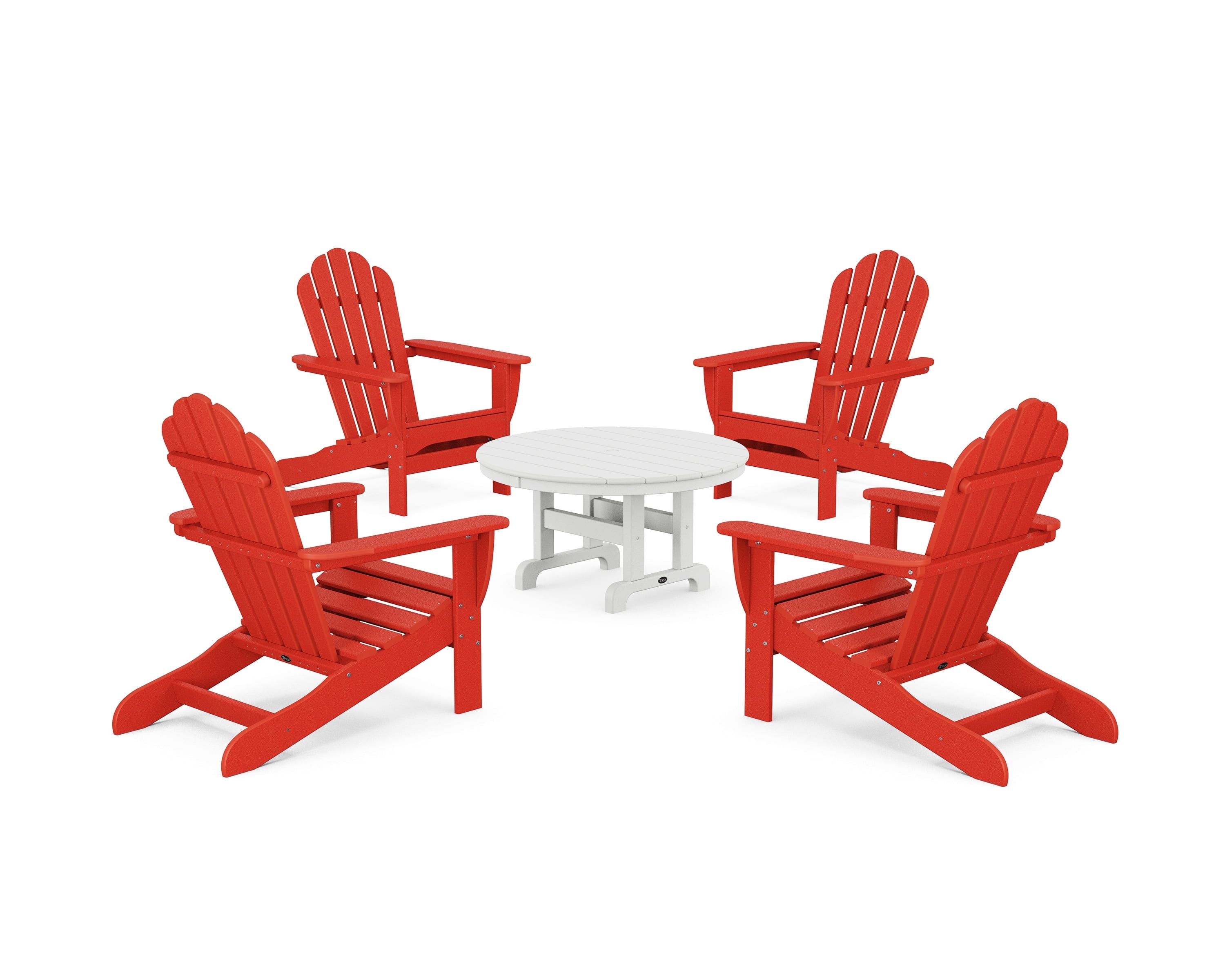 Trex Outdoors 5-Piece Monterey Bay Outdoor Adirondack Chair Conversation Group in Sunset Red