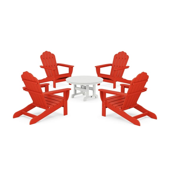 Trex Outdoors 5-Piece Monterey Bay Oversized Outdoor Adirondack Chair Conversation Group in Sunset Red