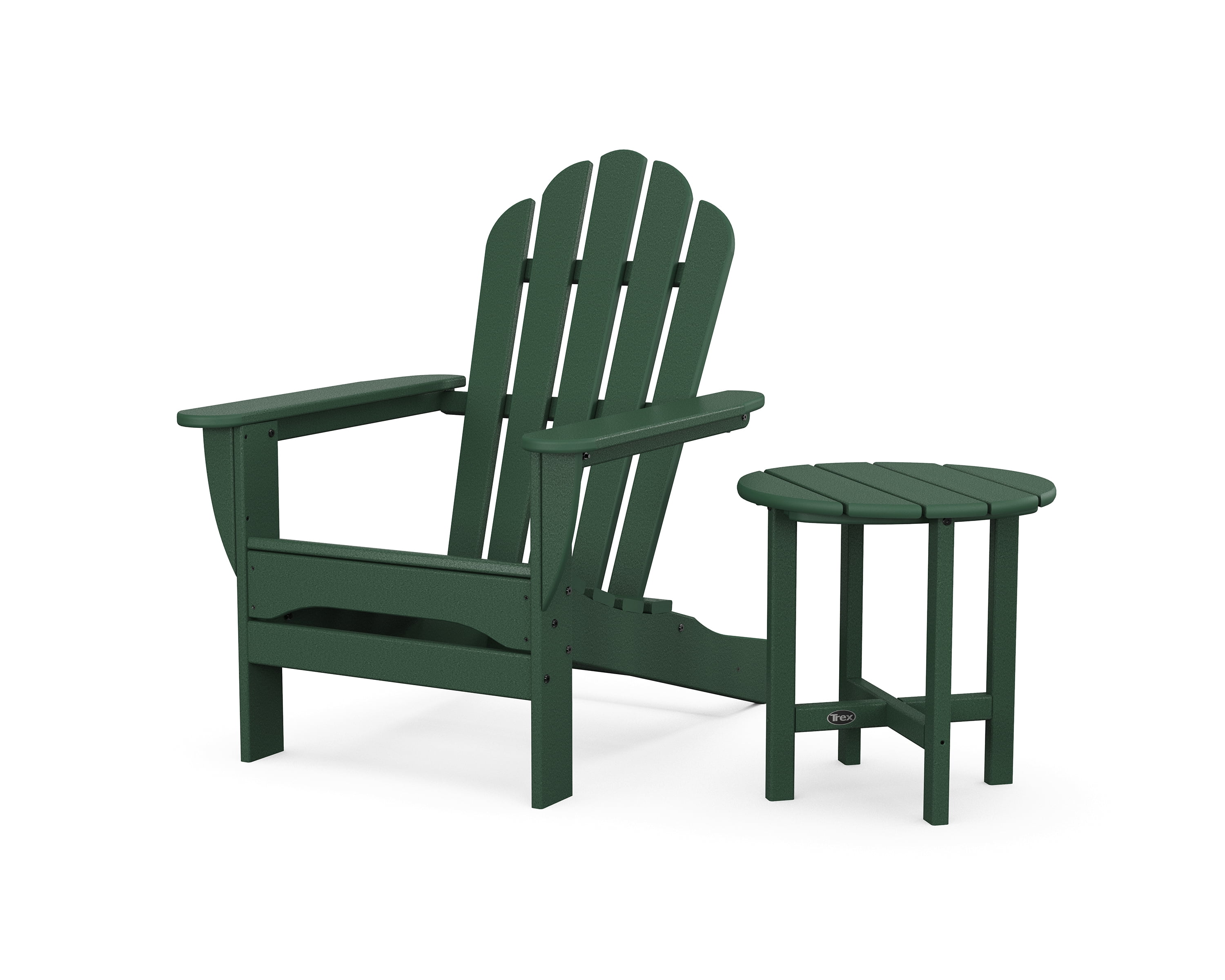 Trex Outdoors Monterey Bay Outdoor Adirondack Chair with Side Table in Rainforest Canopy