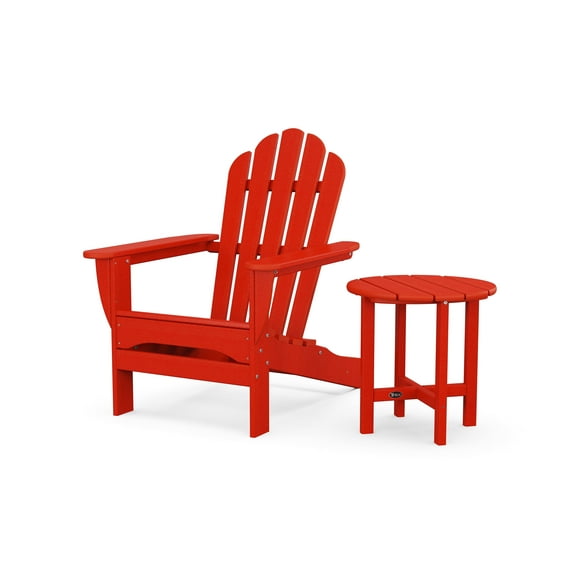 Trex Outdoors Monterey Bay Outdoor Adirondack Chair with Side Table in Sunset Red