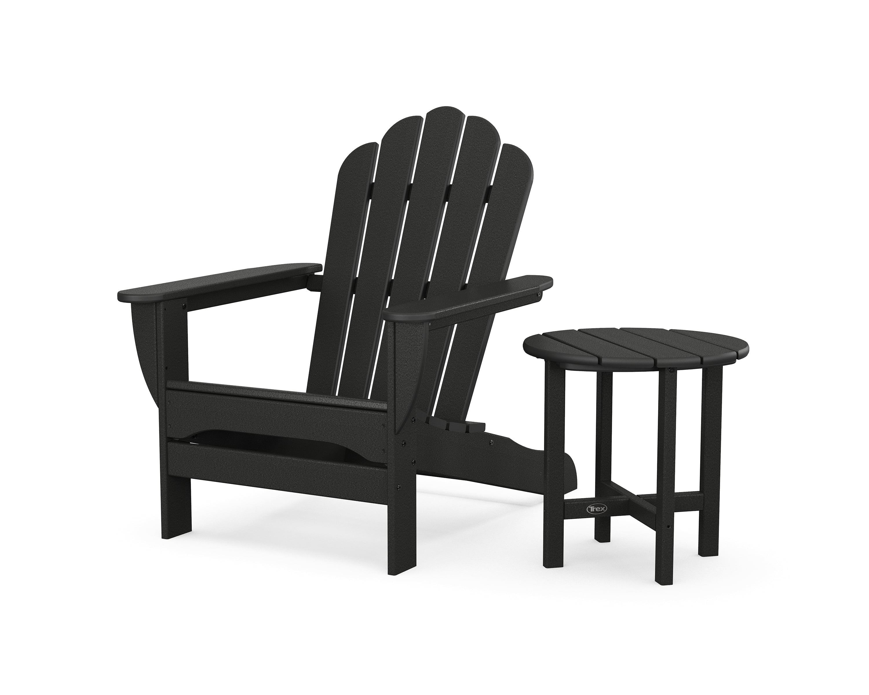 Trex Outdoors Monterey Bay Oversized Outdoor Adirondack Chair with Side Table in Charcoal Black