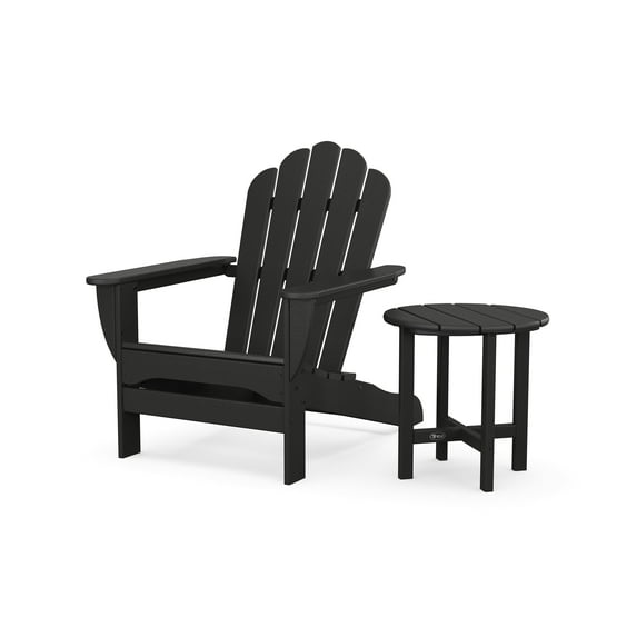 Trex Outdoors Monterey Bay Oversized Outdoor Adirondack Chair with Side Table in Charcoal Black