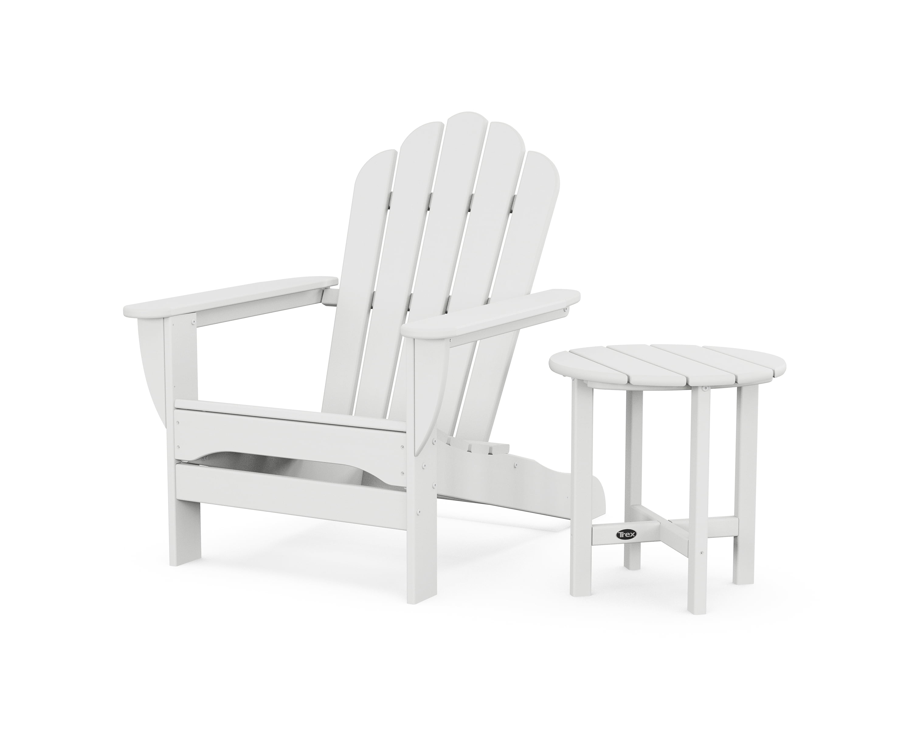 Trex Outdoors Monterey Bay Oversized Outdoor Adirondack Chair with Side Table in Classic White