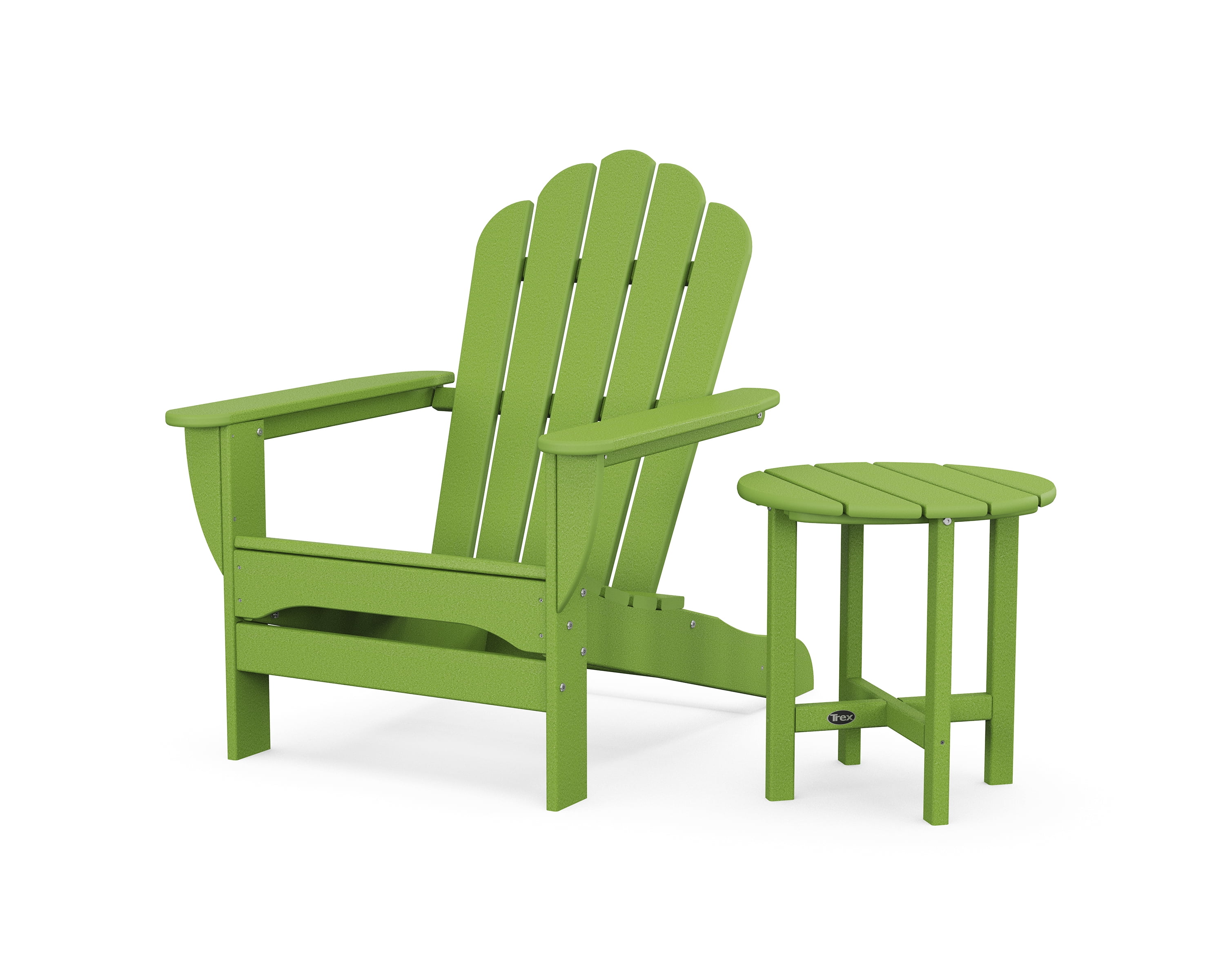 Trex Outdoors Monterey Bay Oversized Outdoor Adirondack Chair with Side Table in Lime