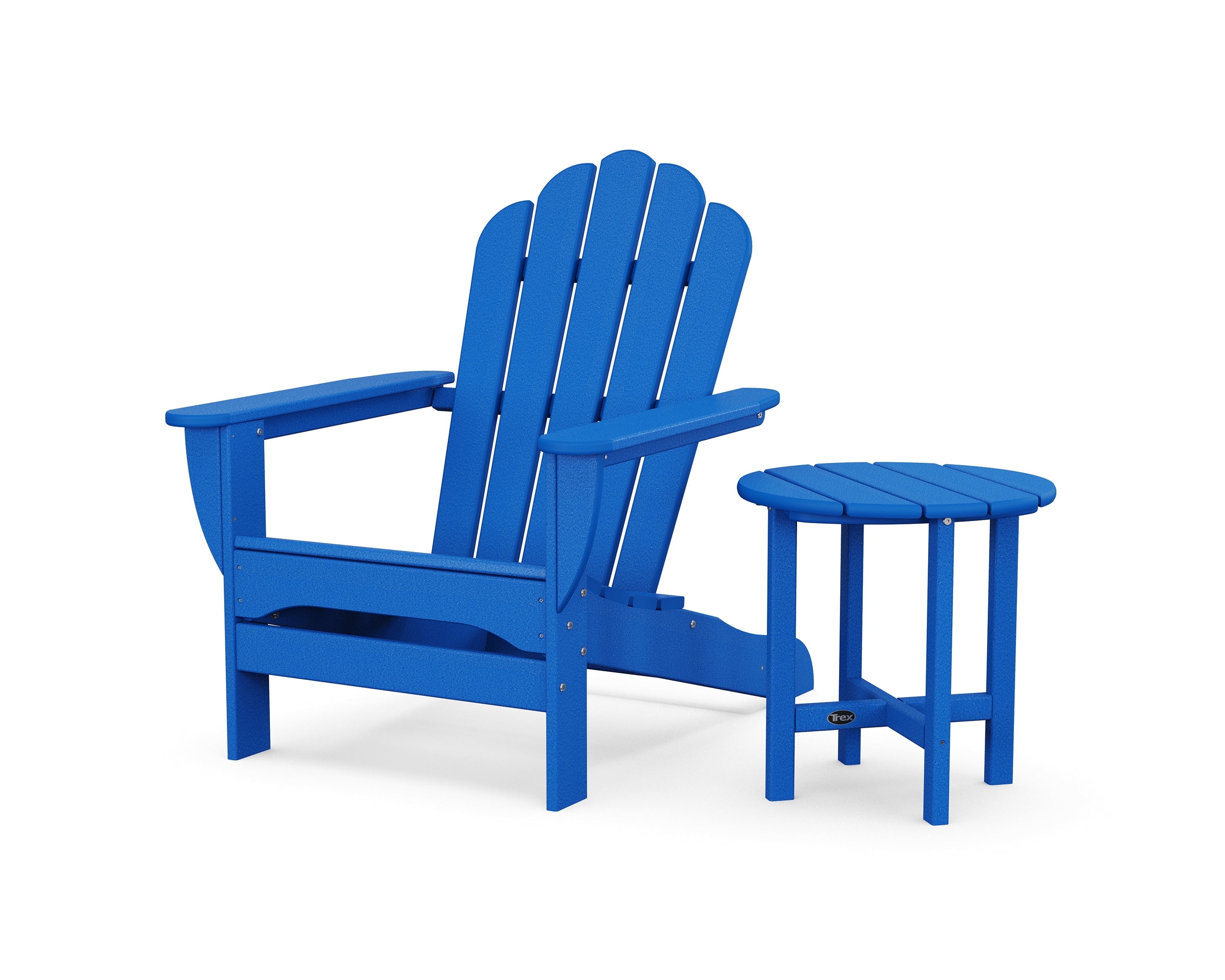 Trex Outdoors Monterey Bay Oversized Outdoor Adirondack Chair with Side Table in Pacific Blue