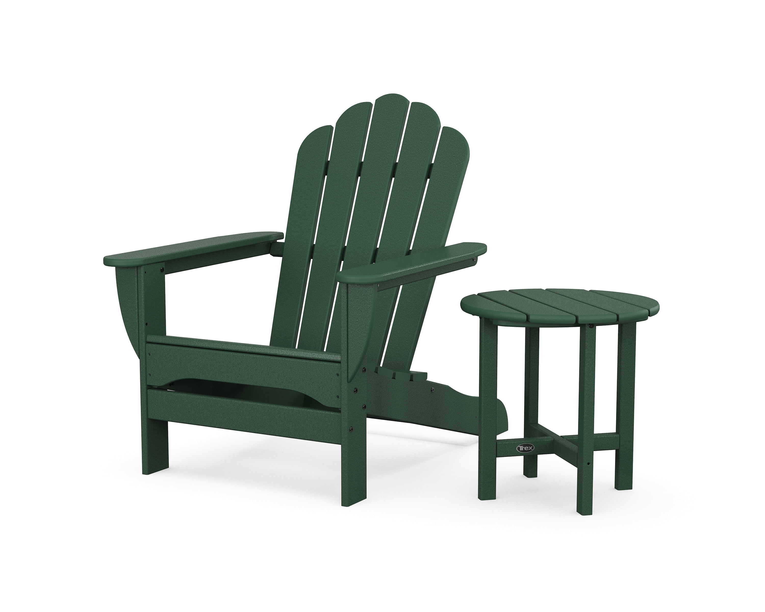 Trex Outdoors Monterey Bay Oversized Outdoor Adirondack Chair with Side Table in Rainforest Canopy