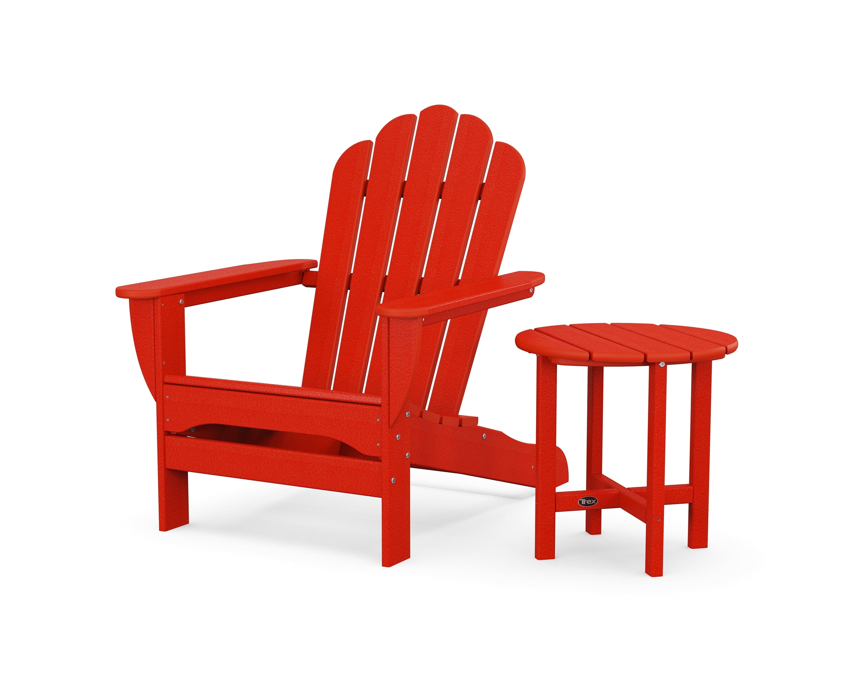 Trex Outdoors Monterey Bay Oversized Outdoor Adirondack Chair with Side Table in Sunset Red