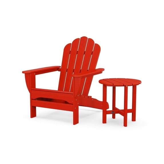 Trex Outdoors Monterey Bay Oversized Outdoor Adirondack Chair with Side Table in Sunset Red