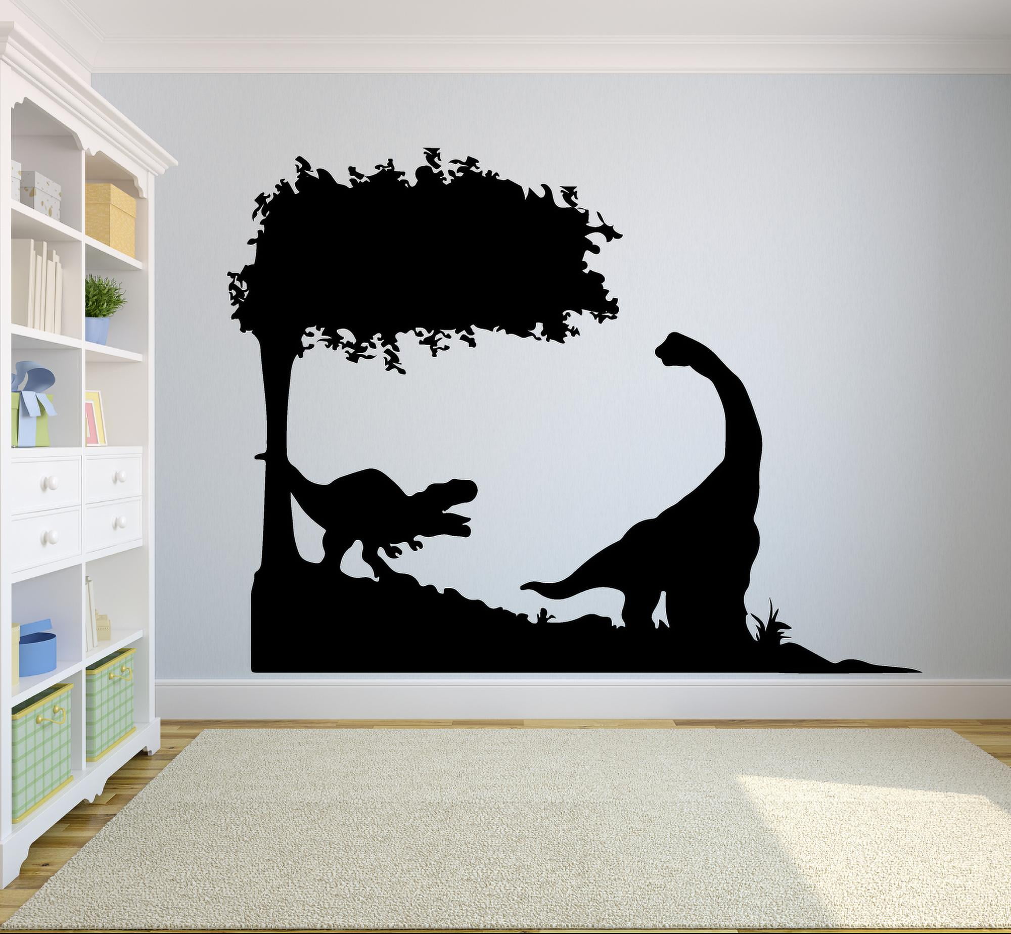 Trex Rex Dino Long Neck Dinosaur Silhouette Wall Sticker Art Decal for Girls Boys Kids Room Bedroom Nursery Kindergarten House Fun Home Decor Stickers Wall Art Vinyl Decoration Size (27x30 inch)