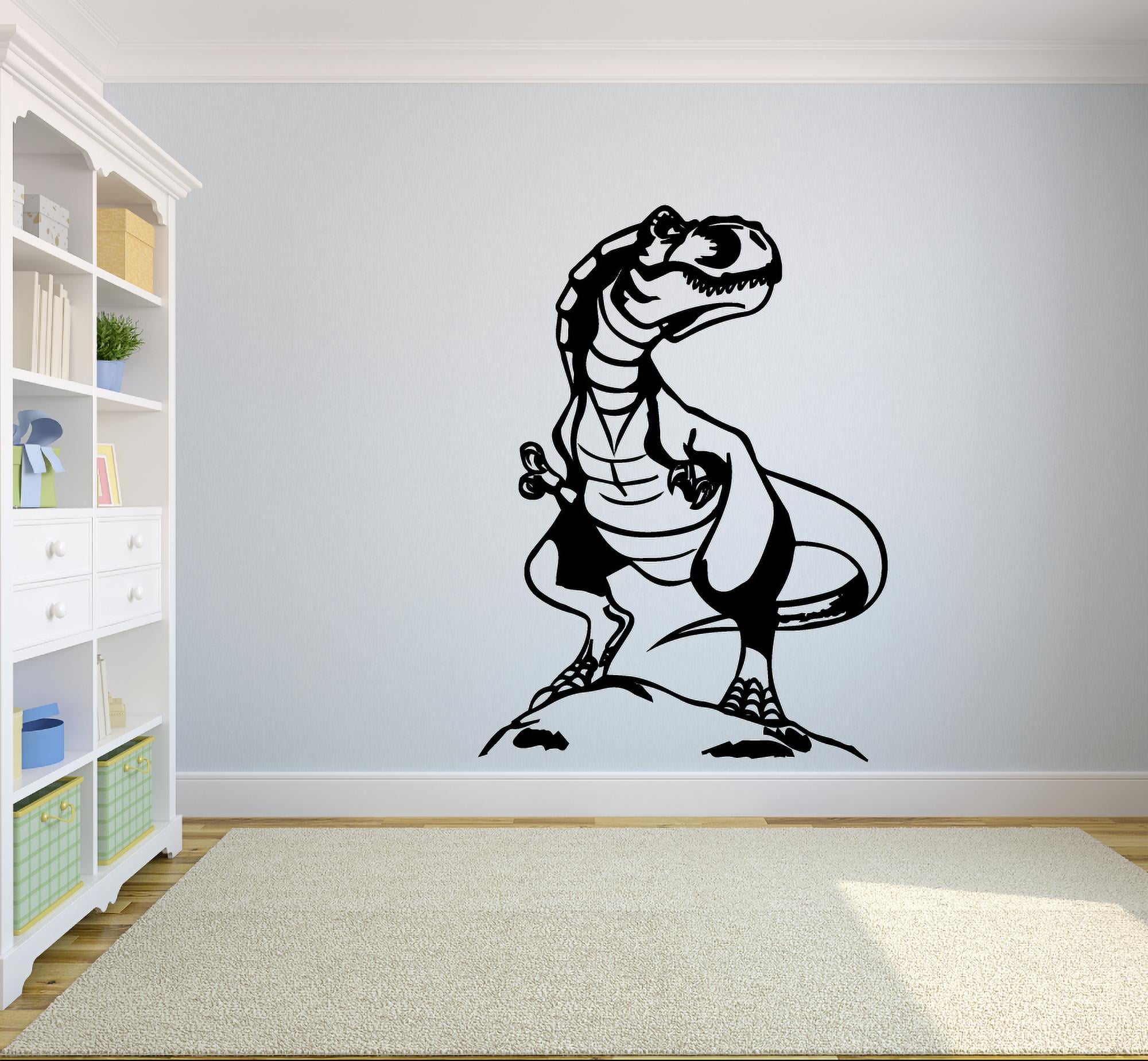 Trex Tyrannosaurus Rex Dino Dinosaur Jurassic Wall Sticker Art Decal for Girls Boys Kids Room Bedroom Nursery Kindergarten House Fun Home Decor Stickers Wall Art Vinyl Decoration Size (30x27 inch)
