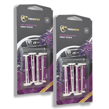 TrexNYC Car Air Fresheners Vent Sticks – Essential Car Odor Eliminator – Perfect Scented Car Accessories – For Long Lasting Fragrance up to 30 days, Lavender, 2 Packs
