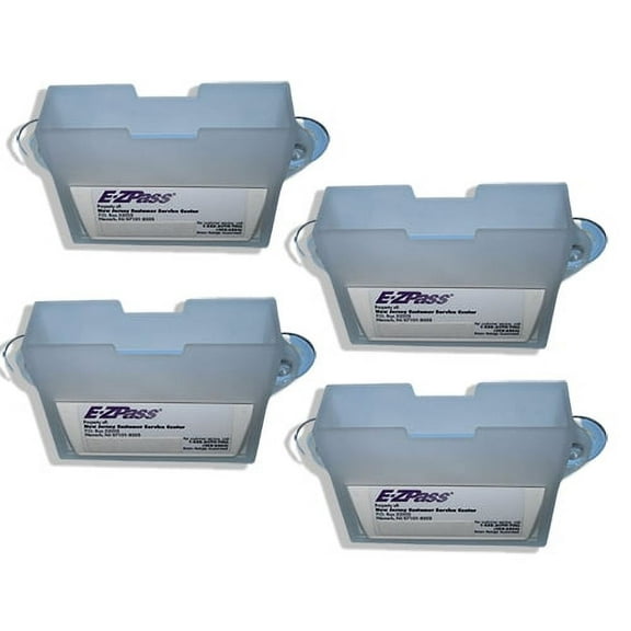 TrexNYC EZ Pass/I-Pass Holder for Car, Holds Tightly to your Car Windshield with 3 Suction Cups, 4 Packs, White