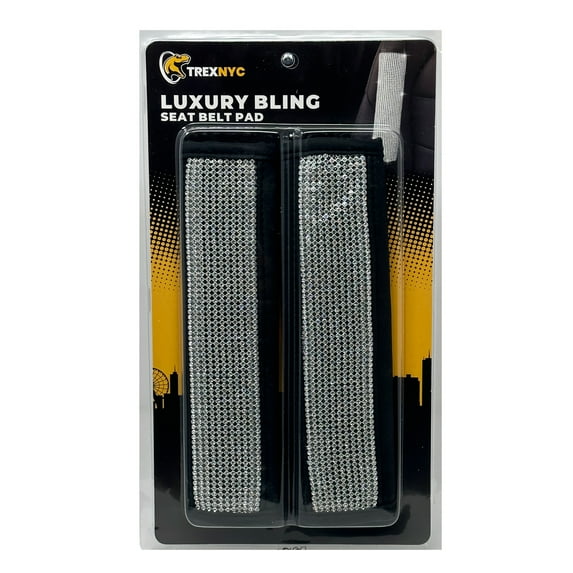 TrexNYC Seat Belt Comforter: Bling Car Accessories - Car Seat Strap Covers, Bling/Silver