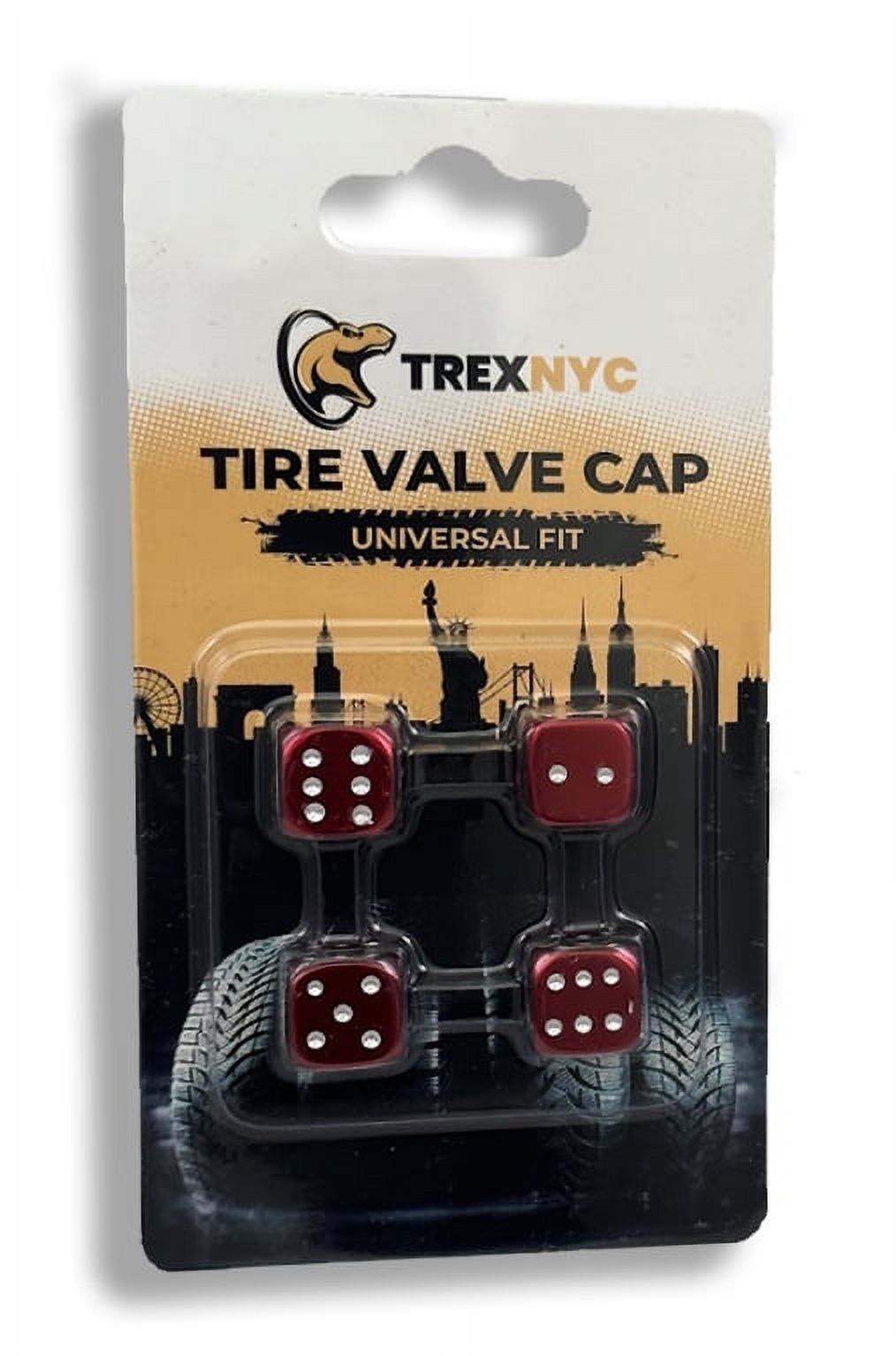 TrexNYC Tire Valve Caps, Universal Stem Covers for Cars, SUVs, Bike