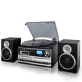 thumbnail image 1 of Trexonic 3-Speed Turntable With CD Player, CD Recorder, Cassette Player, Wired Shelf Speakers, FM Radio & CD/USB/SD Recording, 1 of 8
