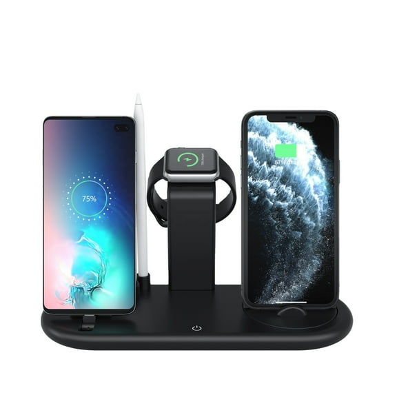 Trexonic 7 in 1 Qi Wireless Charging Station for Smart Watch and Phone in Black