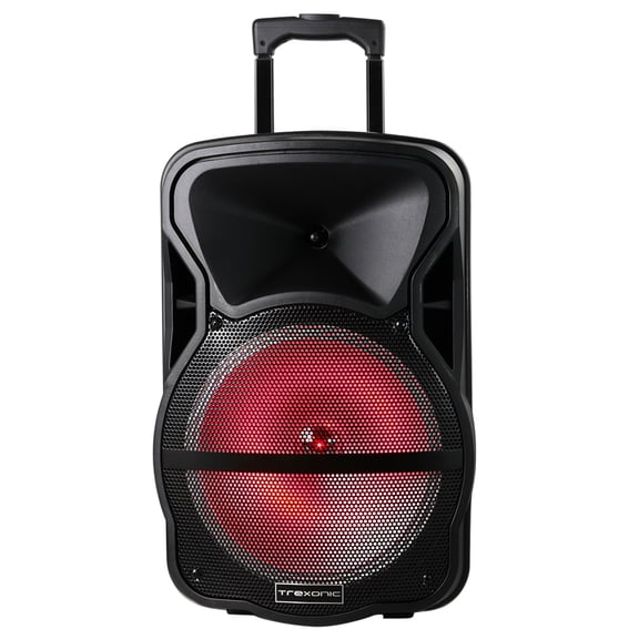 Trexonic Combination 12 Inch Portable Bluetooth Speaker and Tripod Stand with Reactive Lights, FM Radio and USB/TF Inputs